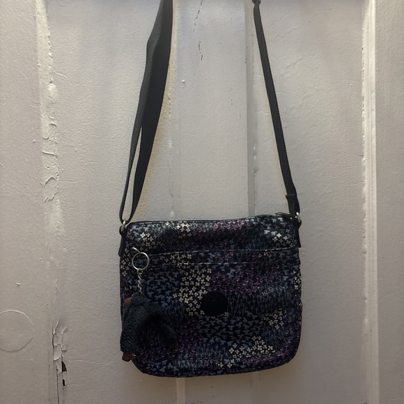 Kipling Handbags - Kipling Ciro Crossbody Bag Navy Blue With Floral Pattern 8 X 9"